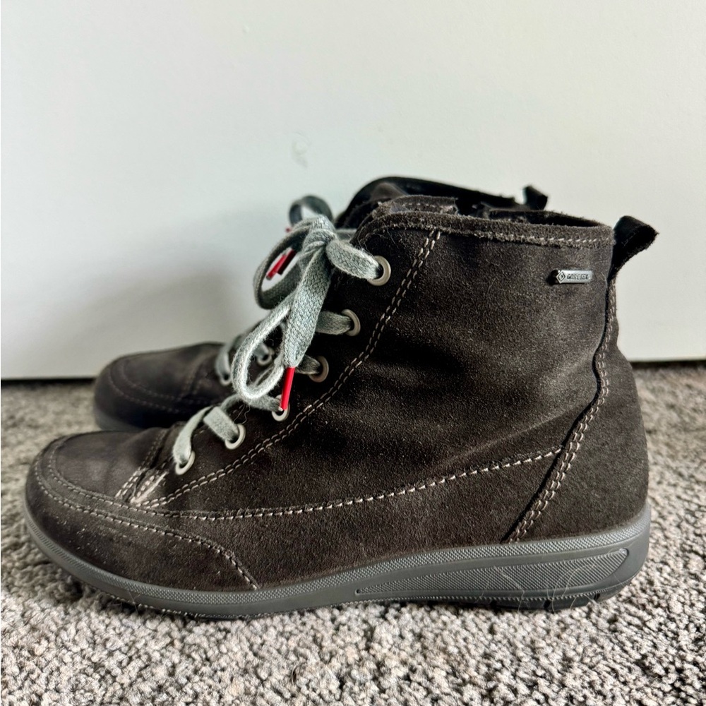 Ara Suede Goretex Lace Up/Side Zip Ankle Boots
